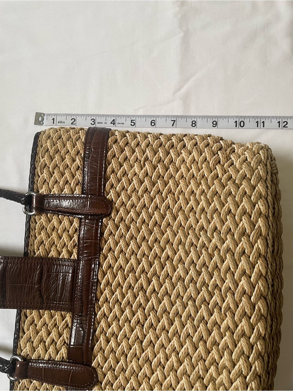 Brighton woven straw and leather trim shoulder purse - Picture 11 of 15